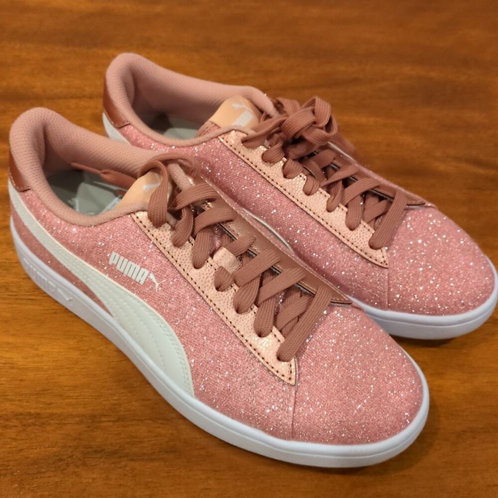 Puma Smash V2 Glitz Glamour  pink sneakers size 8